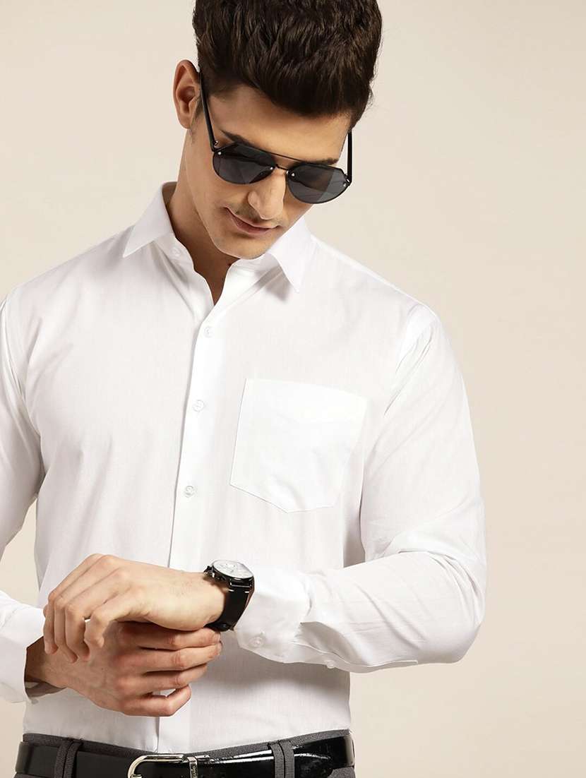 men solid collared long sleeve regular fit shirt - 22039113 - Zoom Image - 0