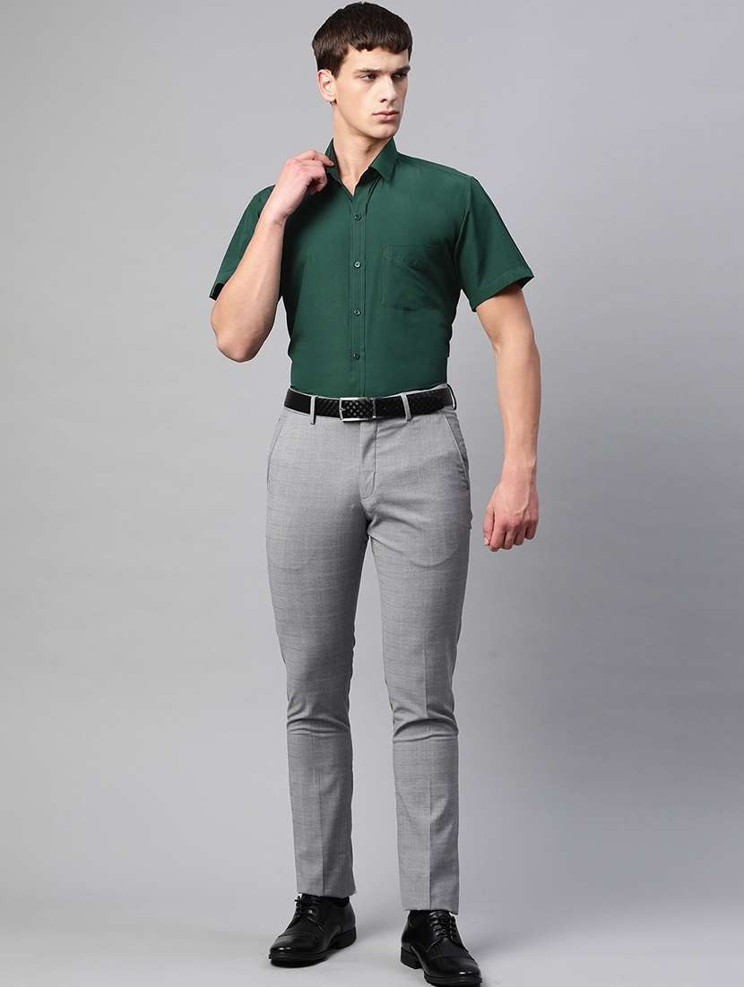 men solid collared short sleeve shirt - 22039116 -  Standard Image - 3