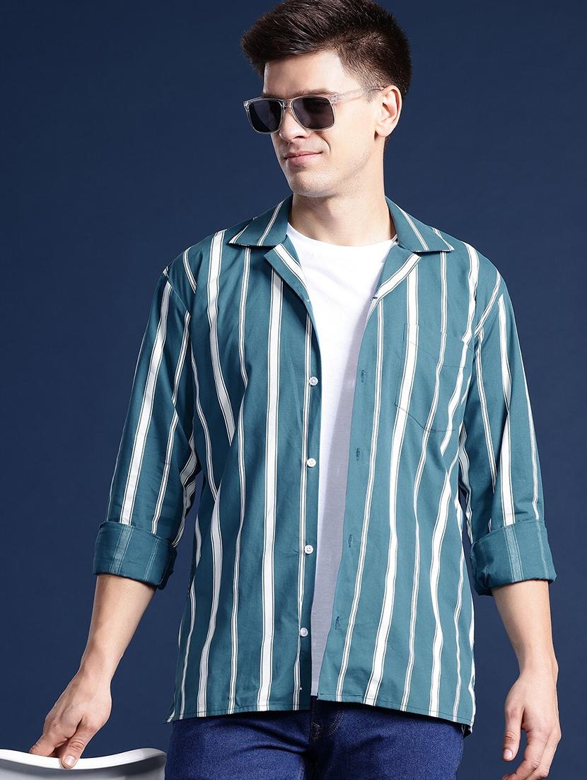 men striped collared long sleeve regular fit shirt - 22039159 - Zoom Image - 0