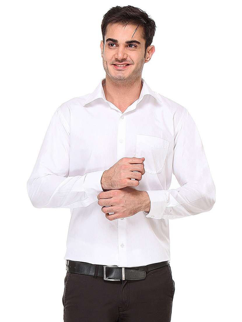 men solid collared long sleeve regular fit shirt