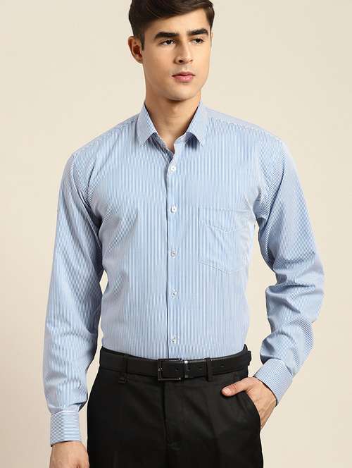 men striped collared long sleeve regular fit shirt - 22039168 -  Standard Image - 0