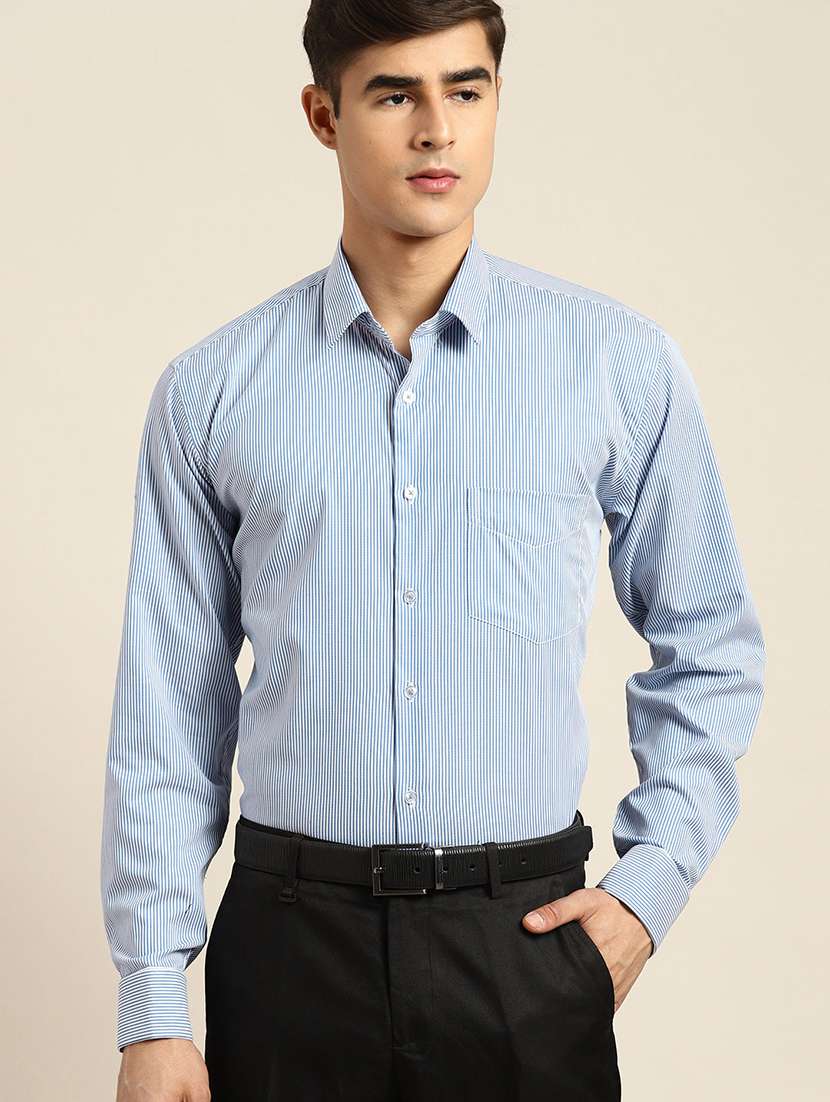 men striped collared long sleeve regular fit shirt - 22039168 -  Zoom Image - 0