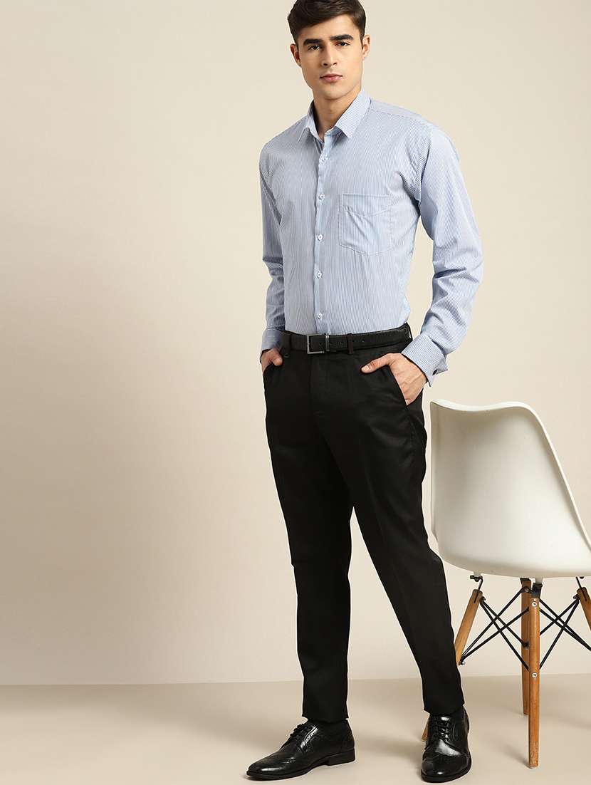 men striped collared long sleeve regular fit shirt - 22039168 - Standard Image - 3