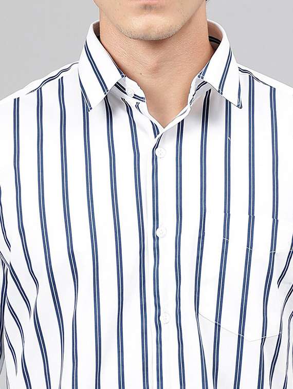 men striped collared long sleeve regular fit shirt - 22039170 -  Standard Image - 3