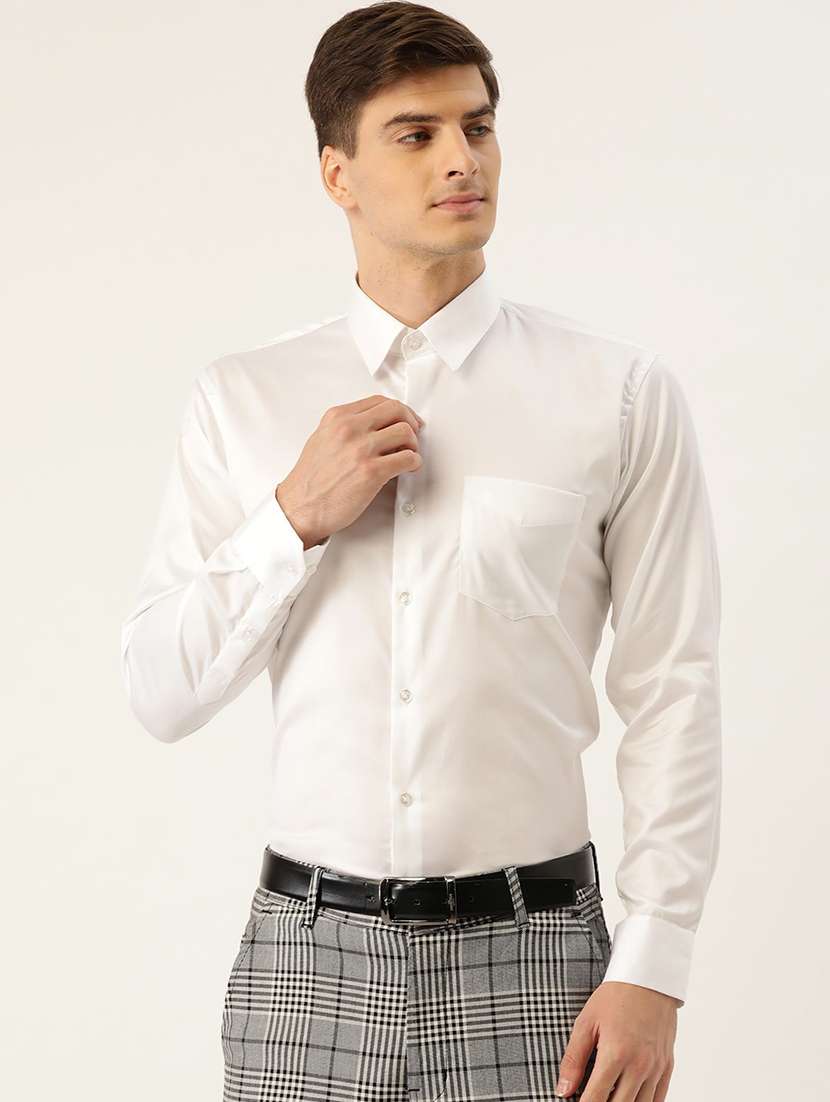 men solid collared long sleeve regular fit shirt