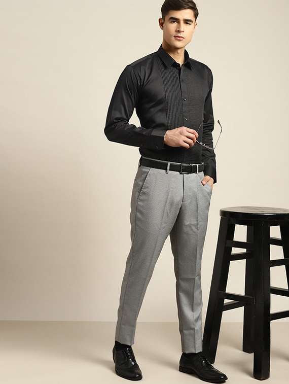 men solid collared long sleeve regular fit shirt - 22039178 -  Standard Image - 3