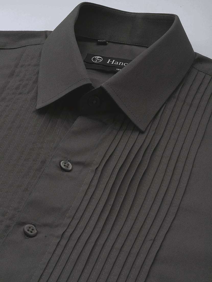 men solid collared long sleeve regular fit shirt - 22039179 -  Standard Image - 3