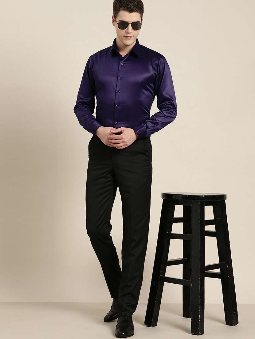 men solid collared long sleeve regular fit shirt - 22039191 -  Standard Image - 3