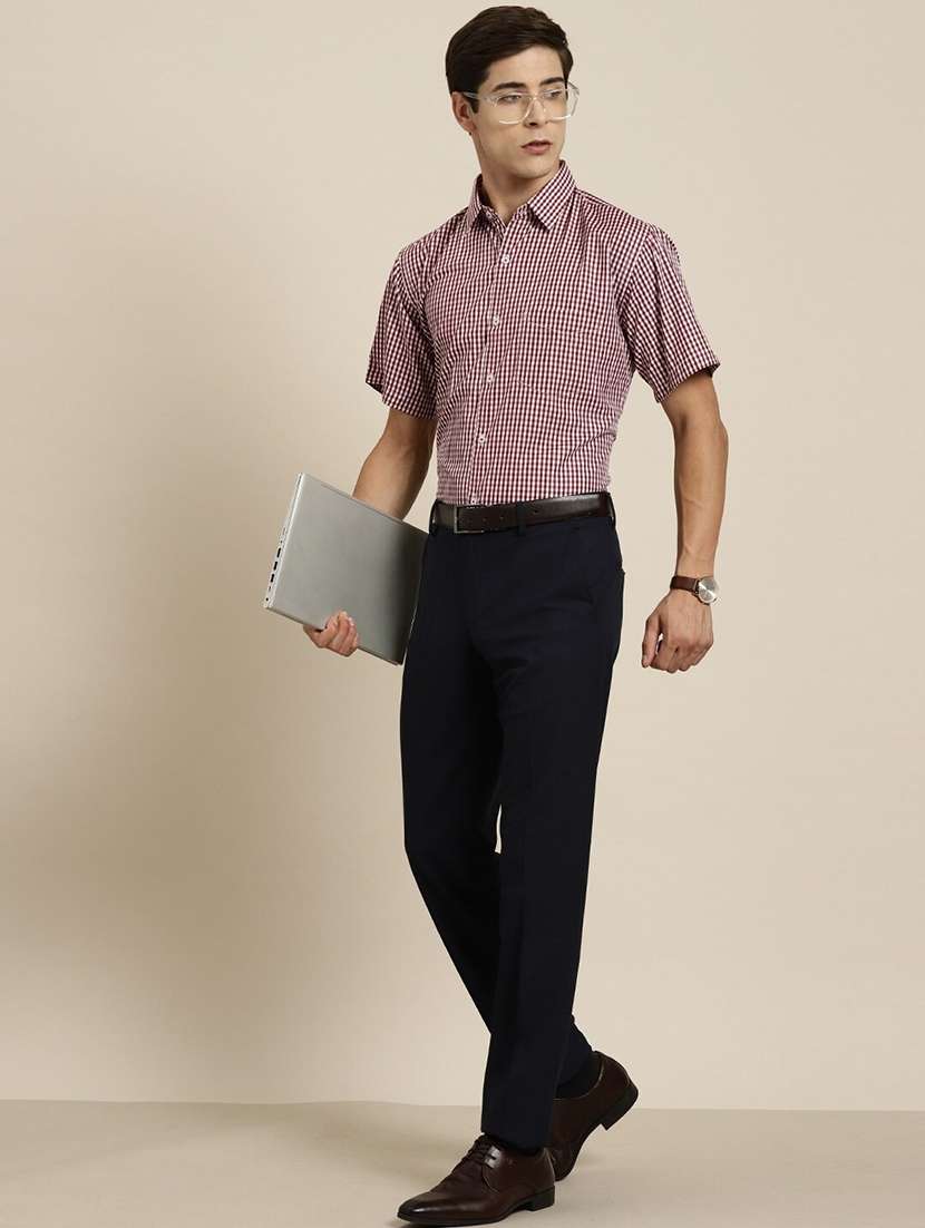 men checkered collared shorts sleeve regular fit shirt - 22039202 -  Standard Image - 3