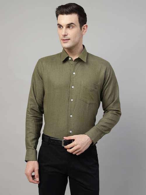 men solid collared long sleeve regular fit shirt - 22039210 -  Standard Image - 0