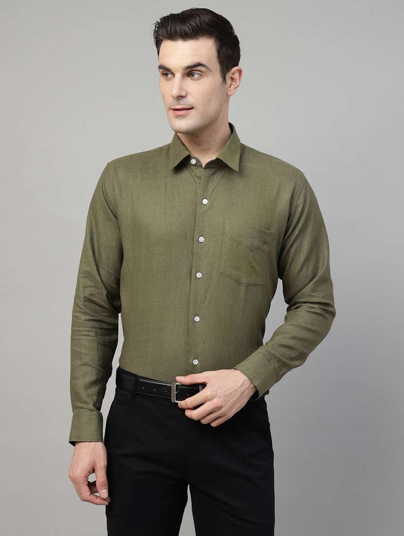 men solid collared long sleeve regular fit shirt - 22039210 -  Zoom Image - 0