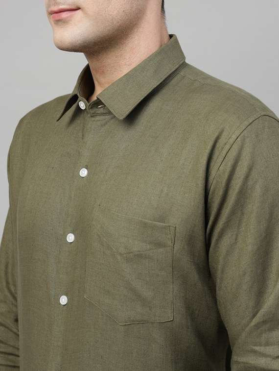 men solid collared long sleeve regular fit shirt - 22039210 -  Standard Image - 3