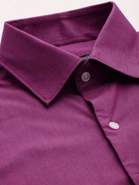 men solid collared long sleeve regular fit shirt - 22039215 -  Standard Image - 3