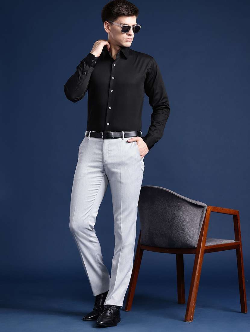 men solid collared long sleeve regular fit shirt - 22039231 -  Standard Image - 3