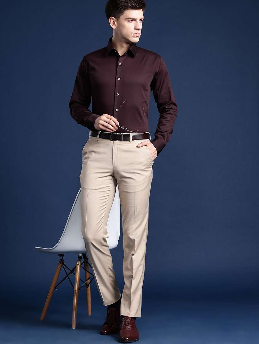 men solid collared long sleeve regular fit shirt - 22039232 -  Standard Image - 3