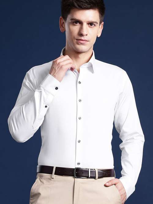 men solid collared long sleeve regular fit shirt - 22039235 -  Standard Image - 0