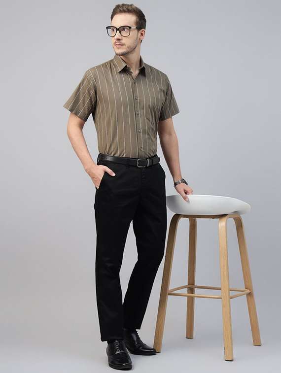 men striped collared short sleeve regular fit shirt - 22039236 -  Standard Image - 3