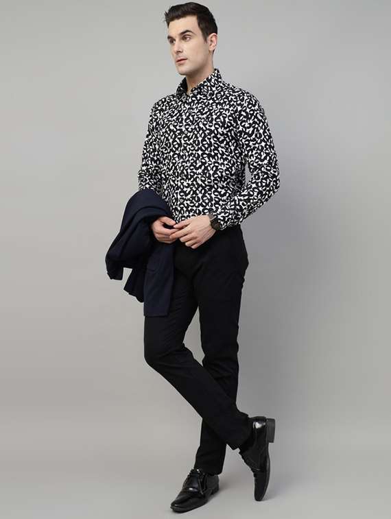 men printed collared long sleeve regular fit shirt - 22039239 -  Standard Image - 3
