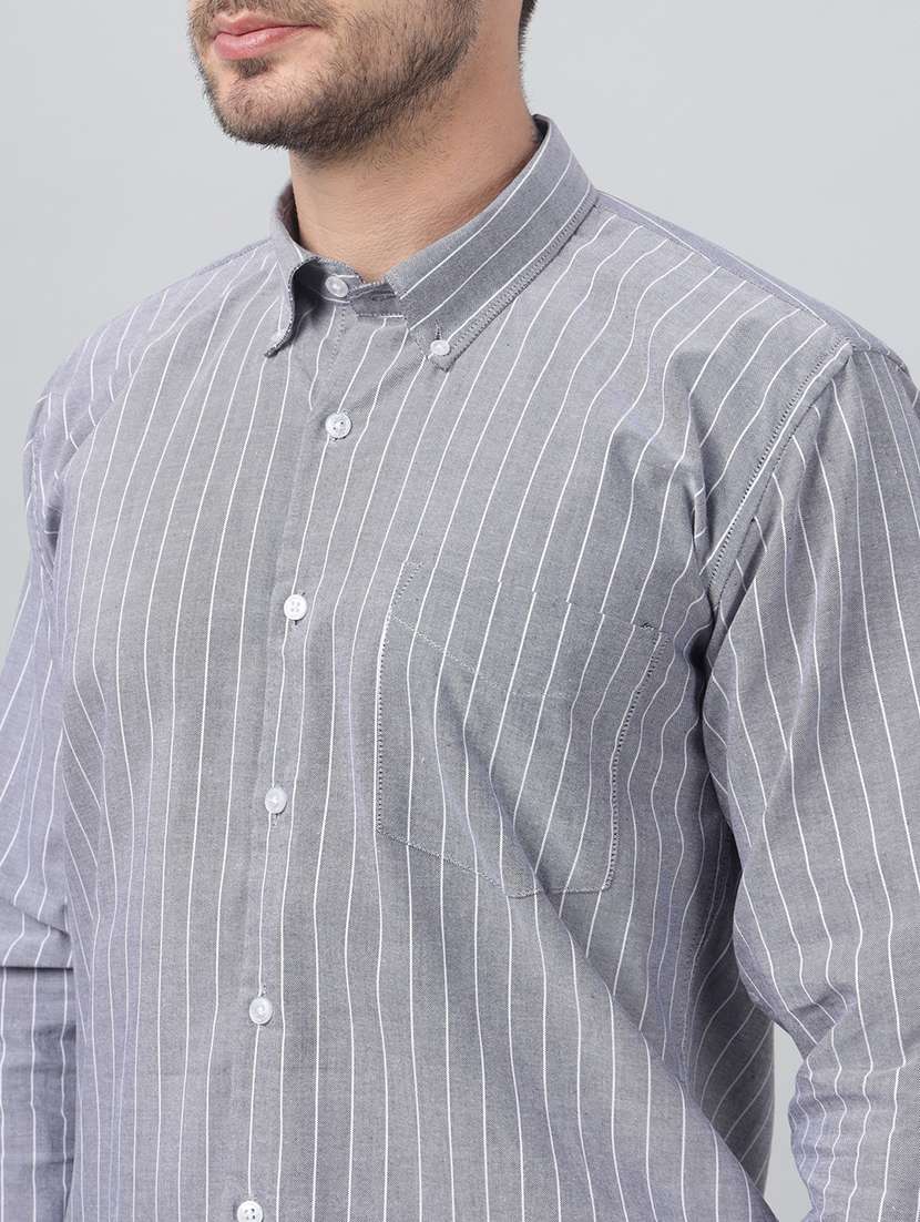 men striped collared long sleeve regular fit shirt - 22039248 -  Standard Image - 3