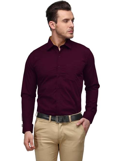 men solid collared long sleeve regular fit shirt - 22039249 -  Standard Image - 0