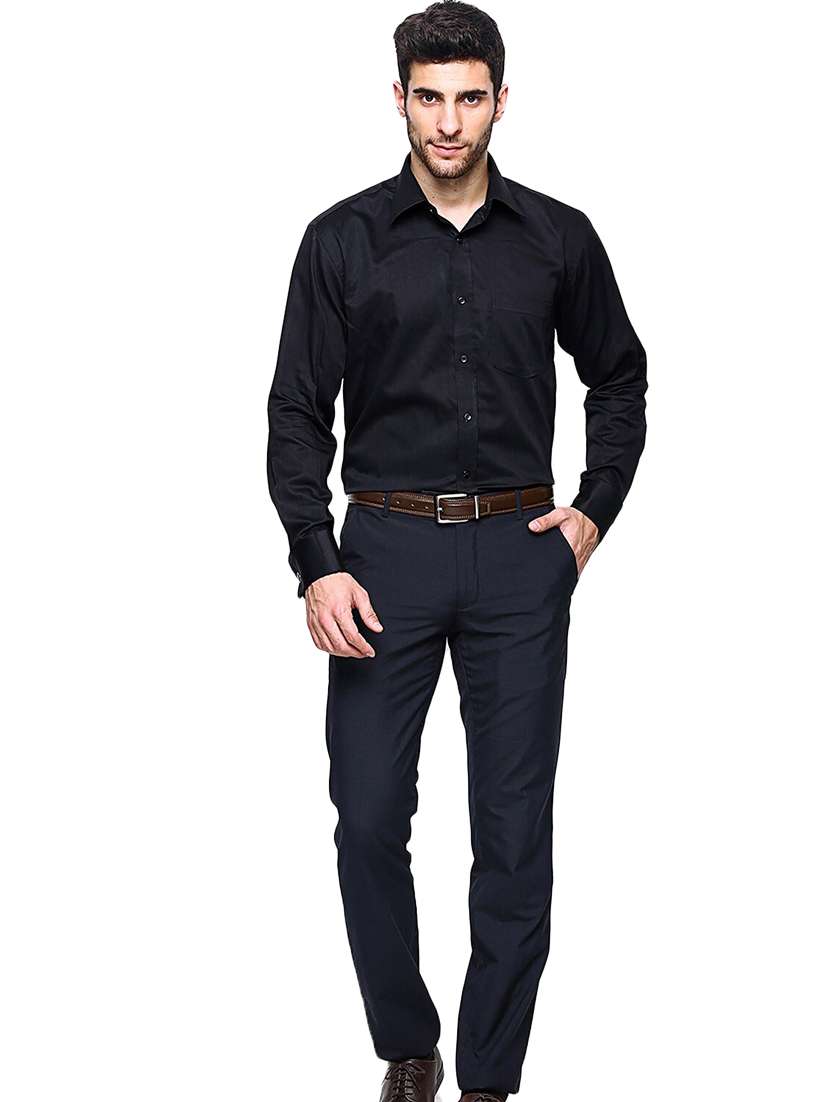 men solid collared long sleeve regular fit shirt - 22039256 -  Standard Image - 3