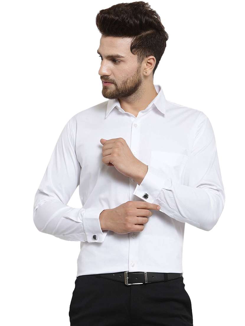 men solid collared long sleeve regular fit shirt