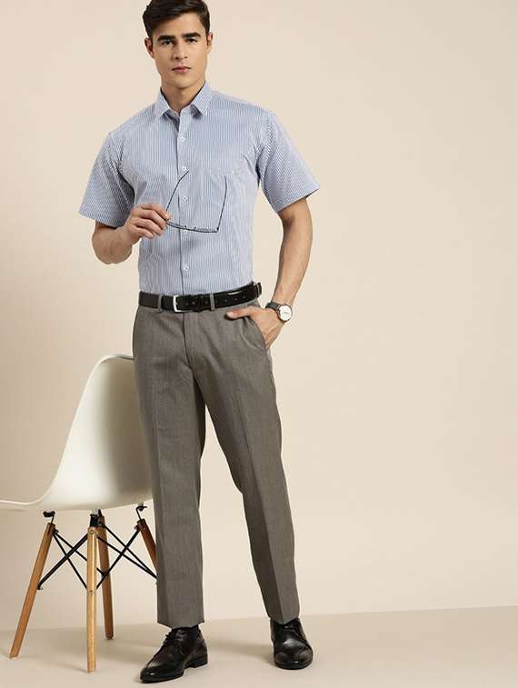 men striped collared short sleeve regular fit shirt - 22039263 -  Standard Image - 3