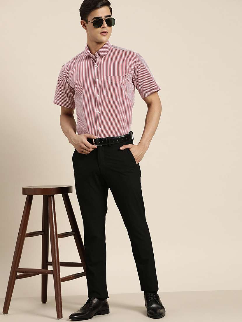 men striped collared short sleeve shirt - 22039264 -  Standard Image - 3