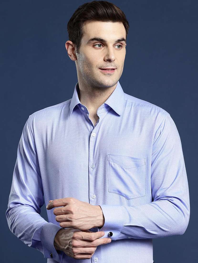 men solid collared long sleeve regular fit shirt