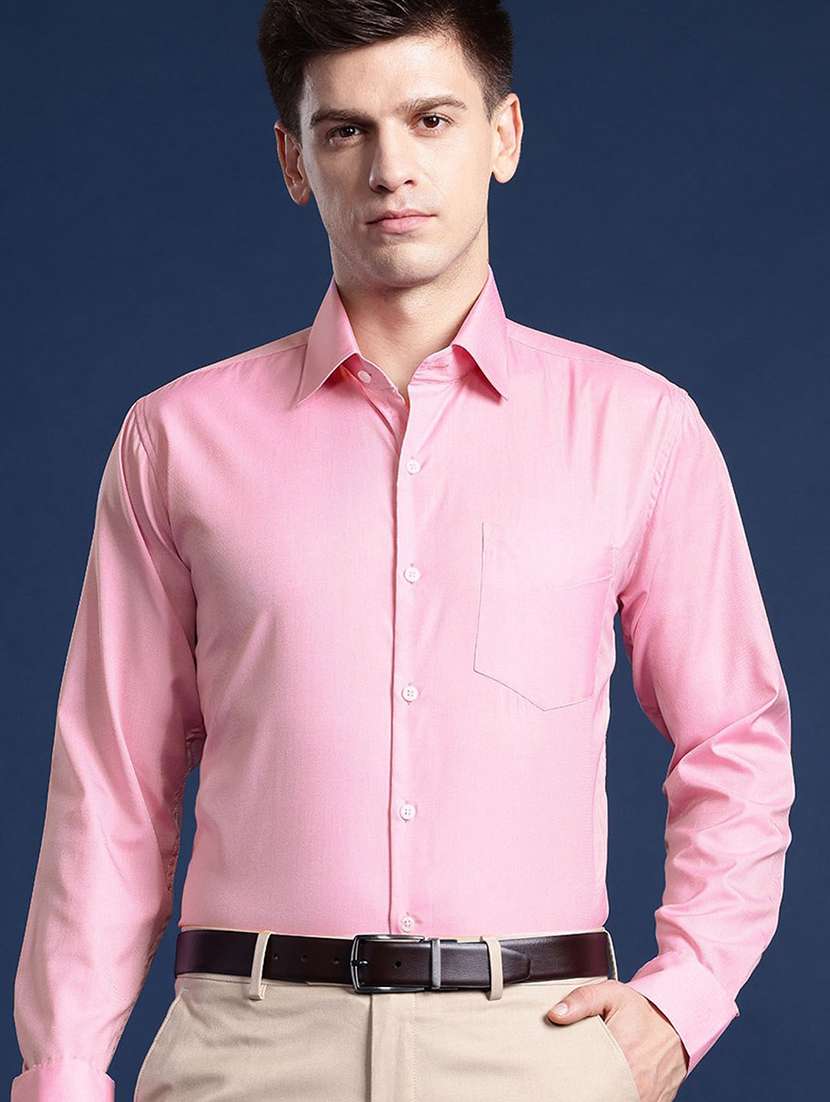 men solid collared long sleeve regular fit shirt