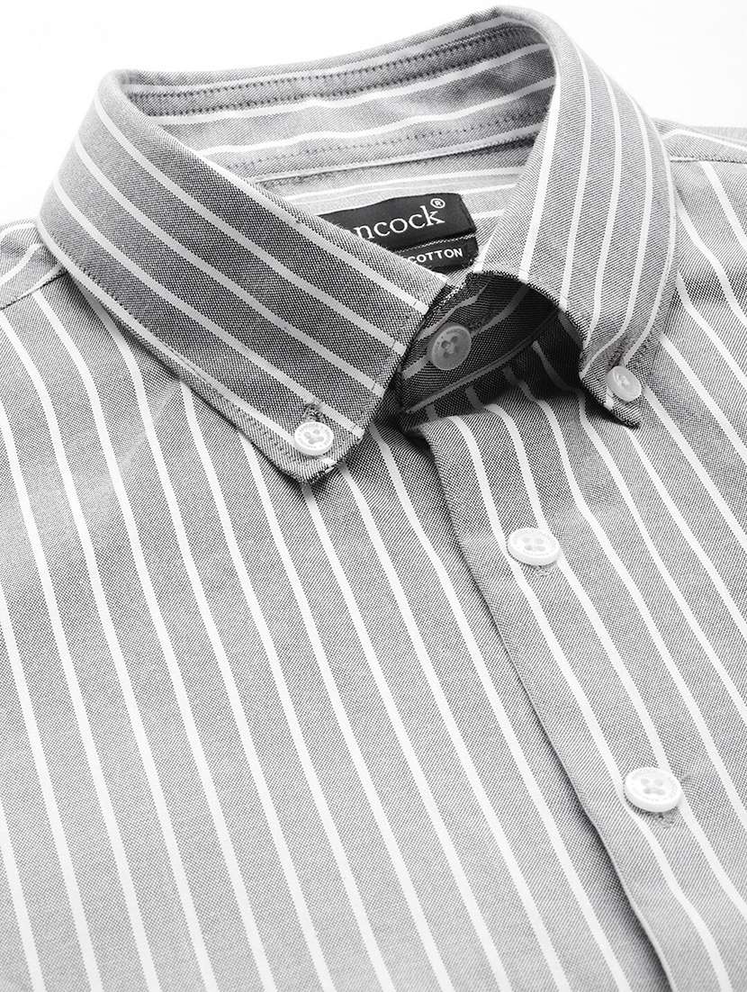 men striped collared long sleeve shirt - 22039302 -  Standard Image - 3