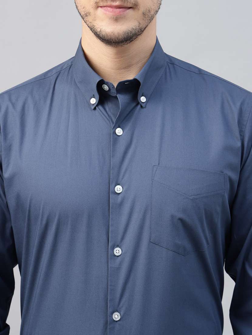 men solid collared long sleeve regular fit shirt - 22039305 -  Standard Image - 3
