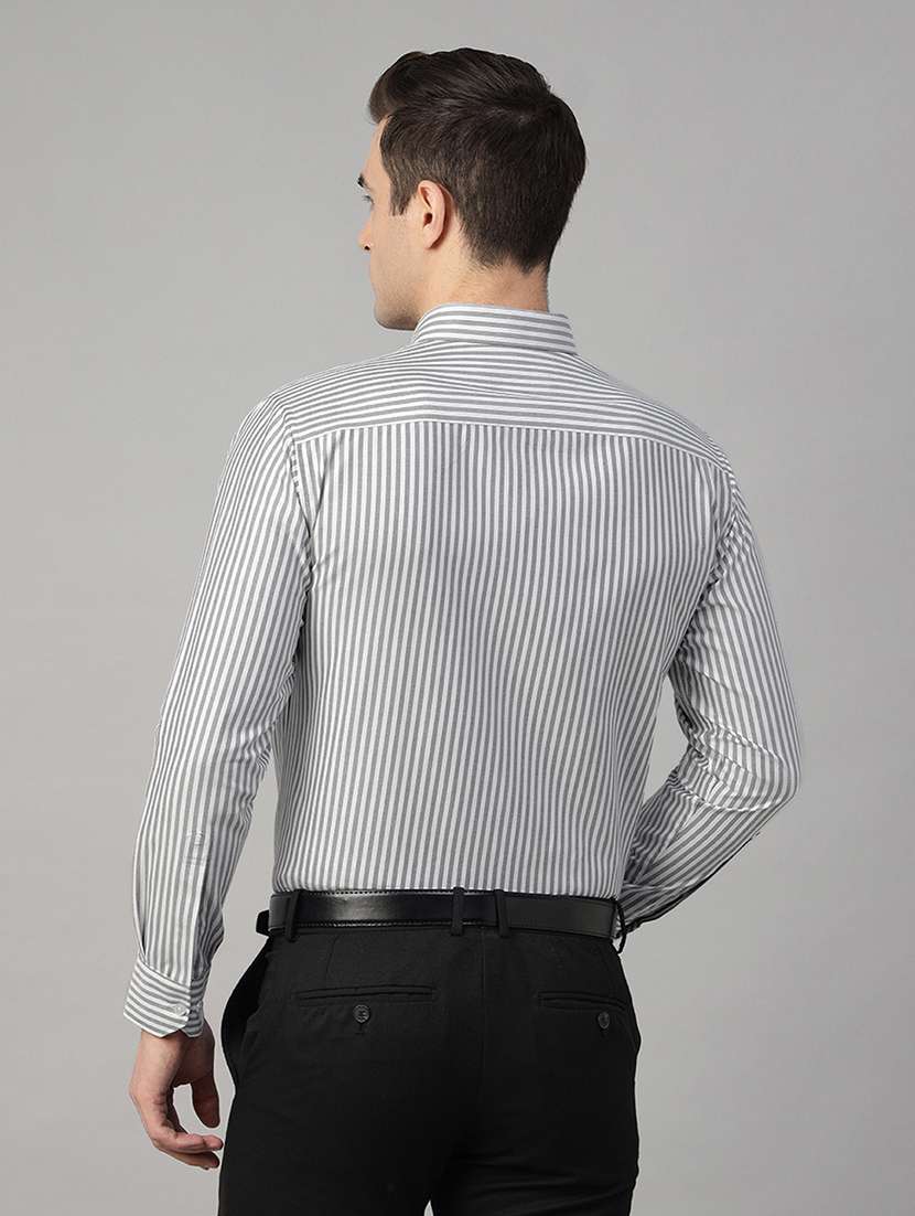 men striped collared long sleeve regular fit shirt - 22039321 -  Standard Image - 3