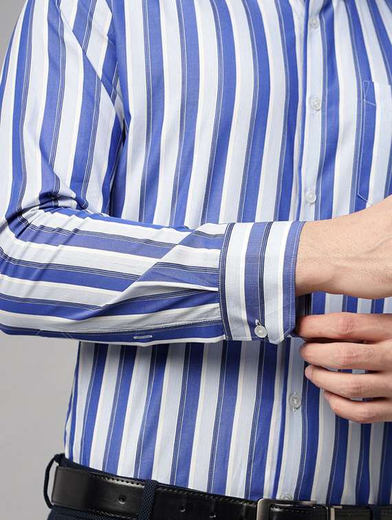 men striped collared long sleeve shirt - 22039326 -  Standard Image - 3