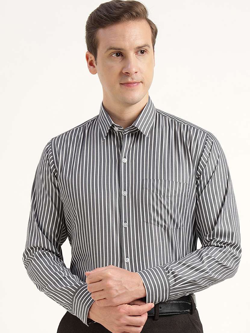men striped collared long sleeve regular fit shirt - 22039352 -  Zoom Image - 0
