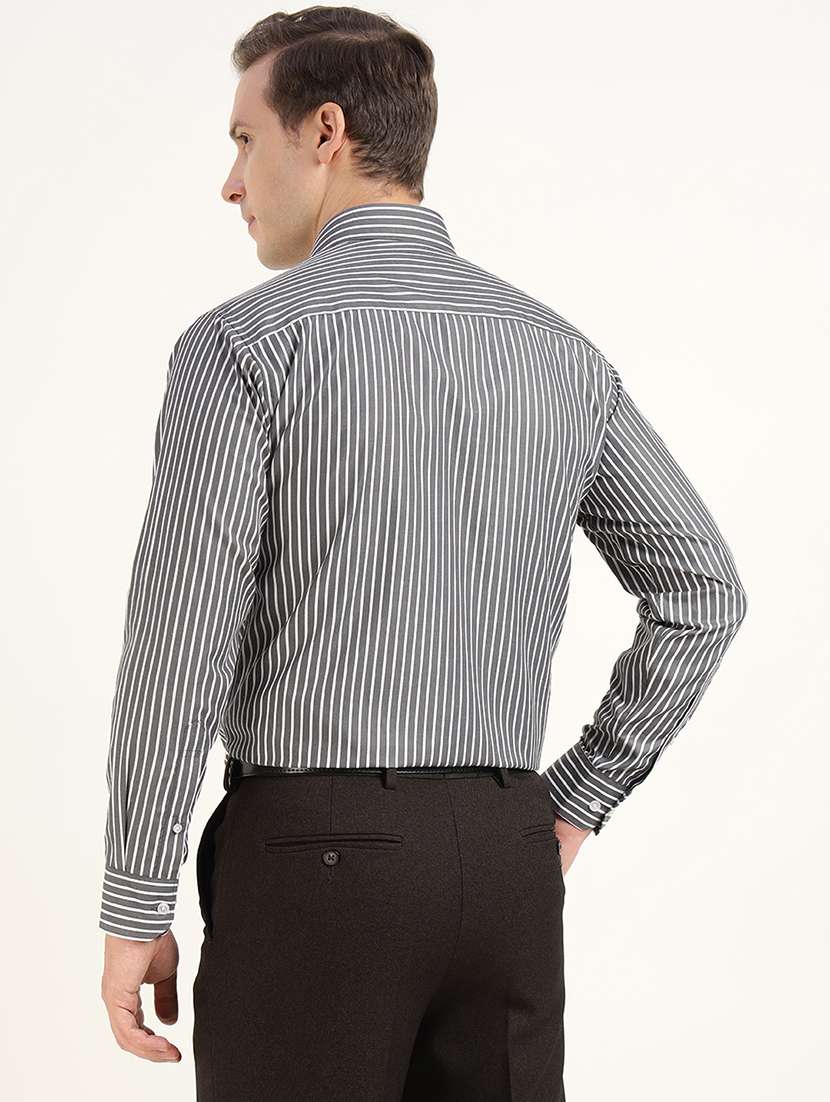 men striped collared long sleeve regular fit shirt - 22039352 - Standard Image - 3