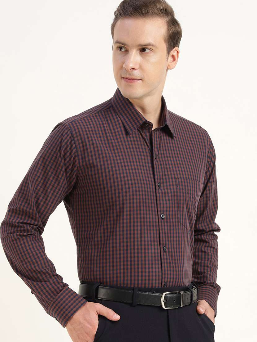 men checkered collared long sleeve shirt