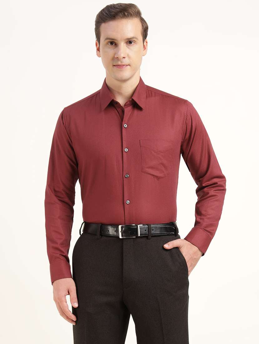men solid collared long sleeve shirt