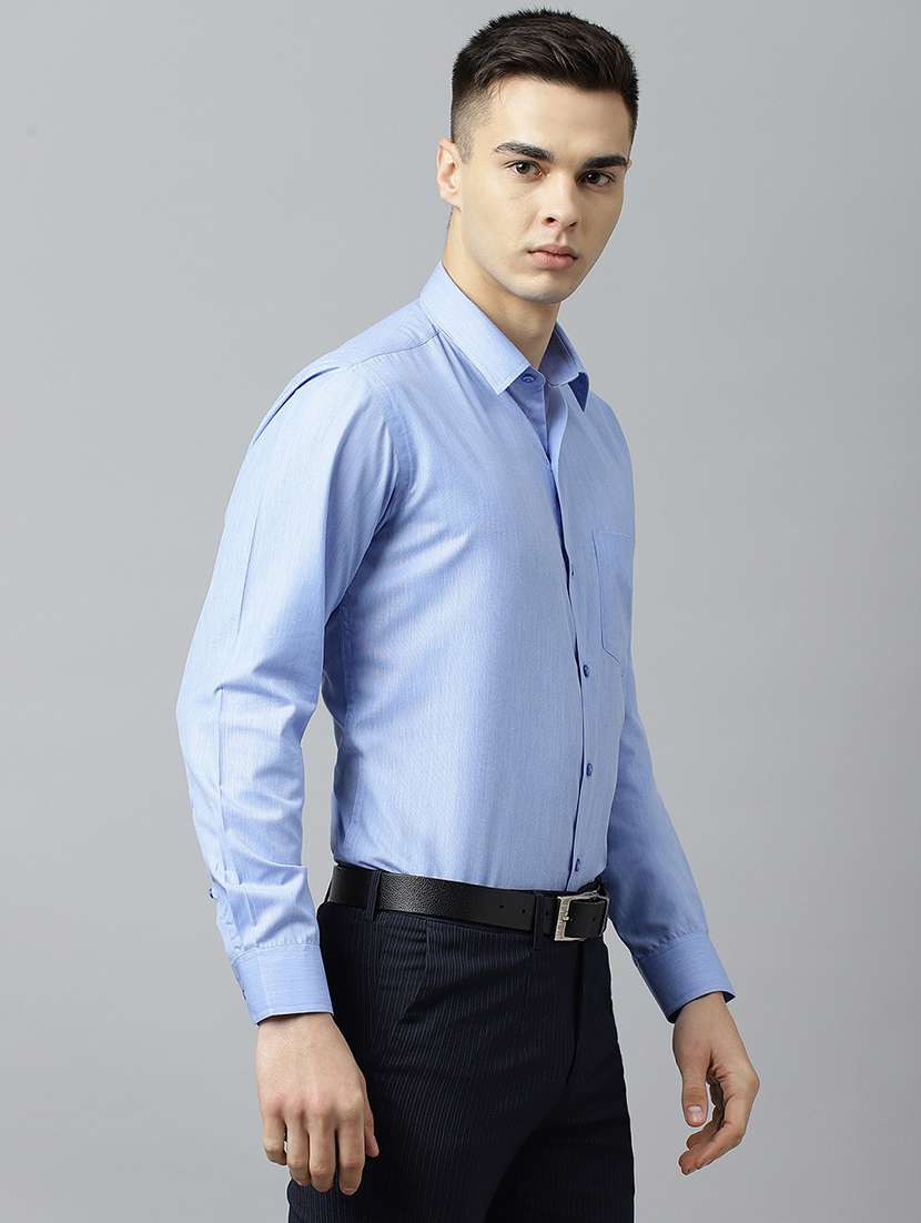 men solid collared long sleeve shirt