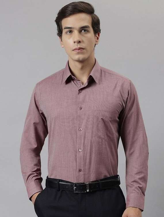 men solid collared long sleeve shirt