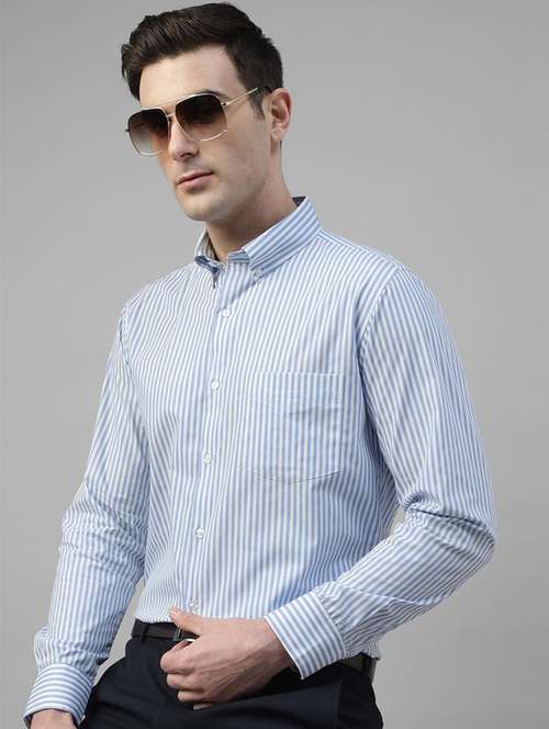 men striped collared long sleeve shirt - 22039410 -  Standard Image - 0