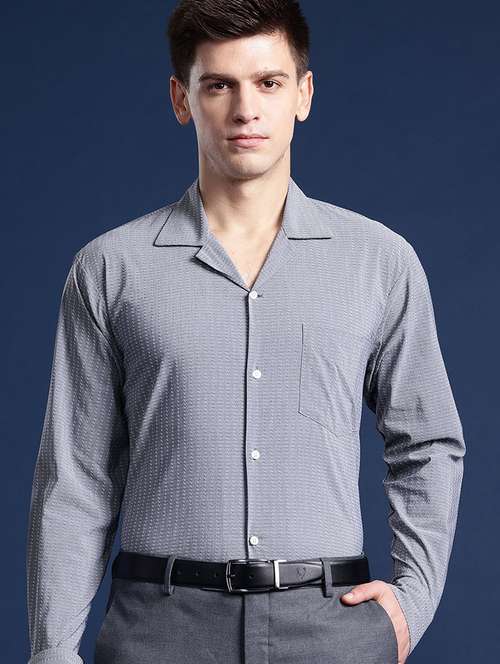 men striped collared long sleeve shirt - 22039431 -  Standard Image - 0