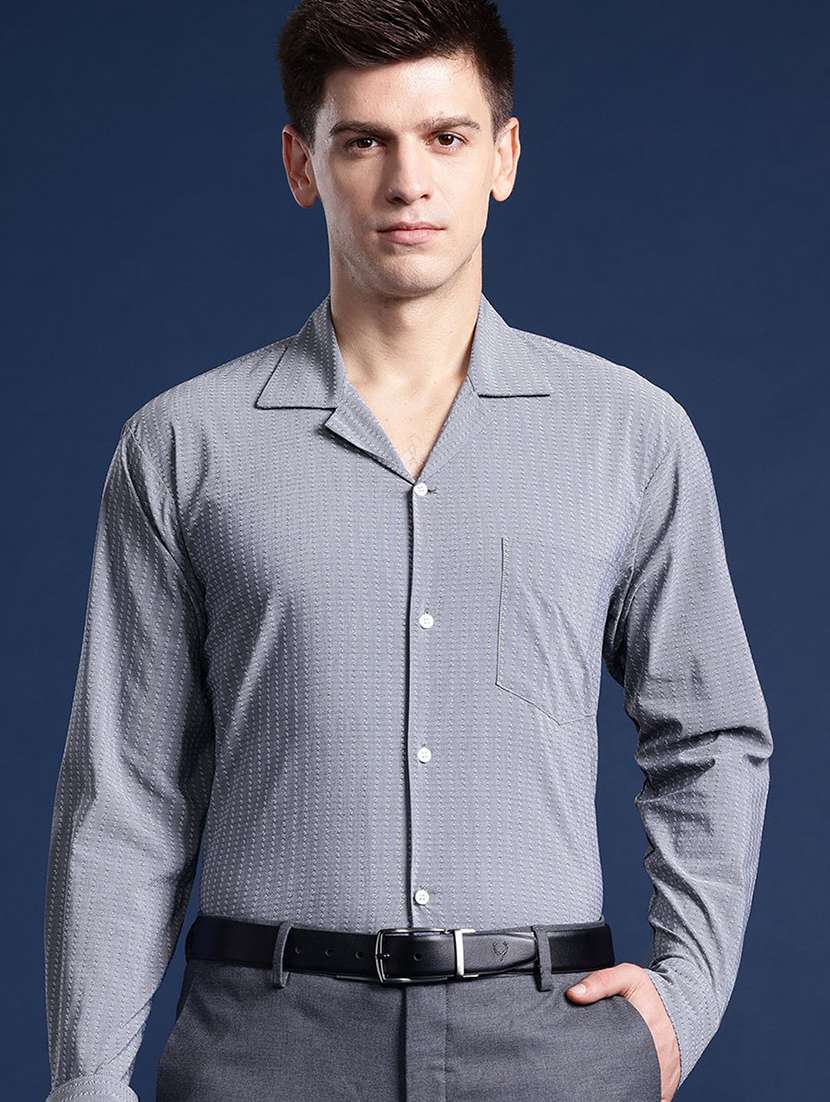 men striped collared long sleeve shirt - 22039431 -  Zoom Image - 0