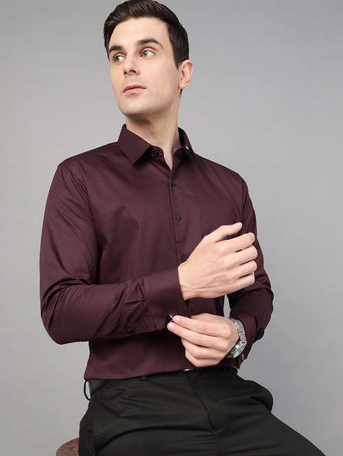 men solid collared long sleeve shirt - 22039433 -  Standard Image - 0