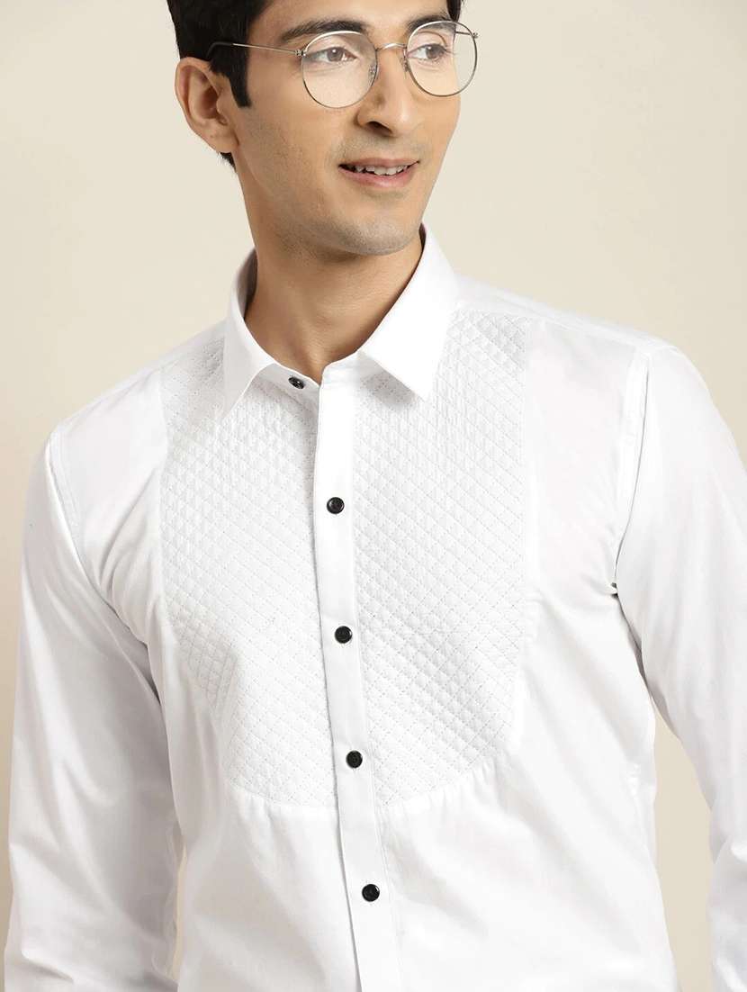 men solid collared long sleeve shirt