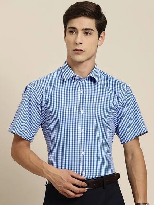men checkered collared short sleeve regular fit shirt - 22039443 -  Standard Image - 0