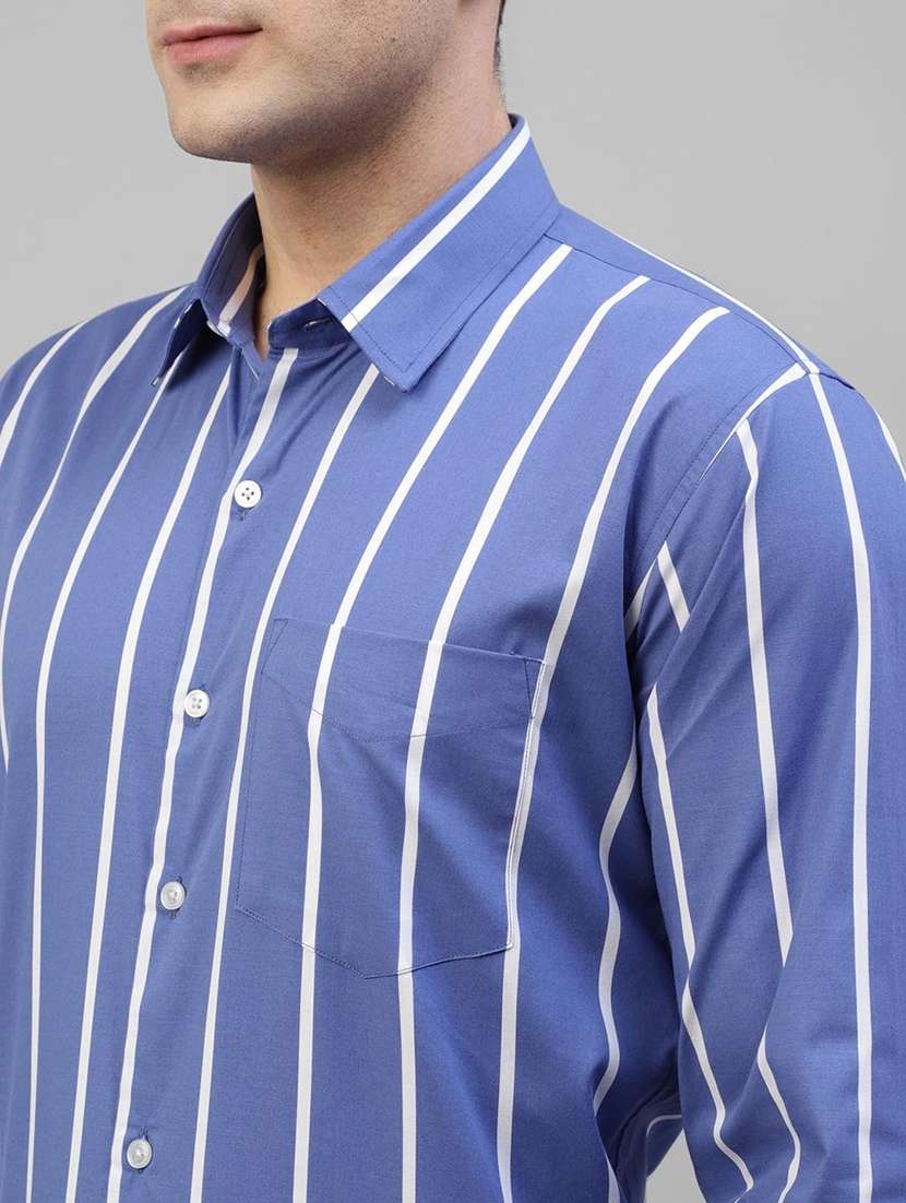 men striped collared long sleeve regular fit shirt - 22039451 -  Standard Image - 3