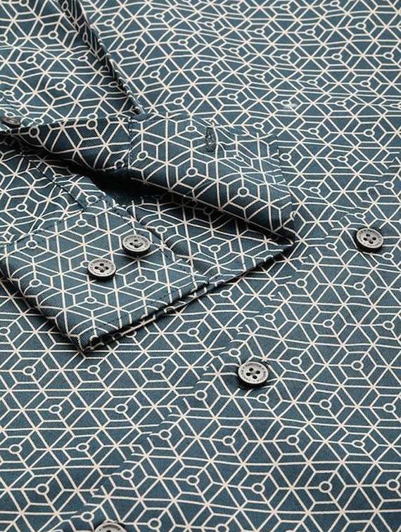 men printed collared long sleeve shirt - 22039455 -  Standard Image - 3