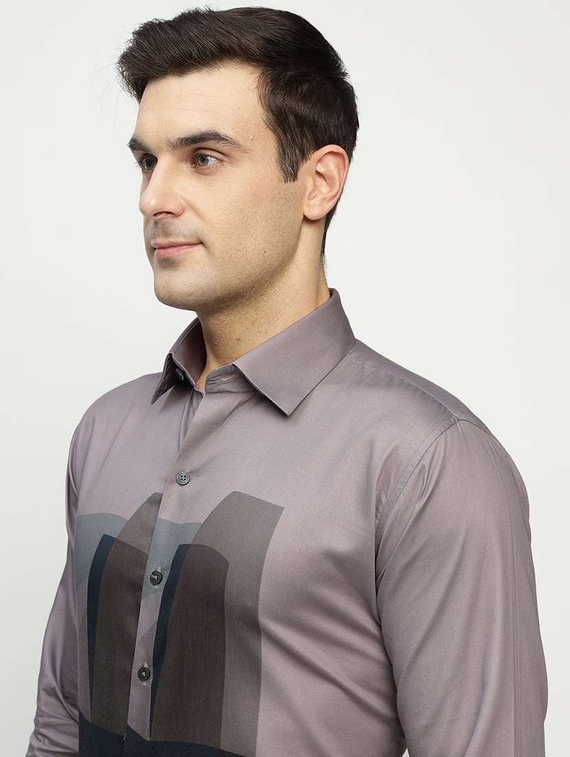 men printed collared long sleeve regular fit shirt - 22039469 -  Standard Image - 3