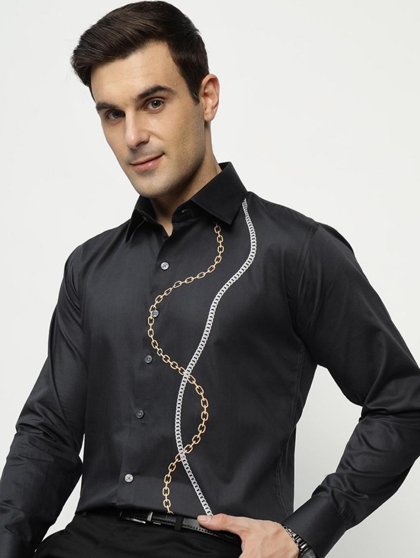 men printed collared long sleeve shirt - 22039471 -  Zoom Image - 0